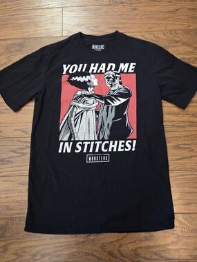 You Had Me In Stitches! Universal Monsters Black Graphic Tee Unisex Size Small